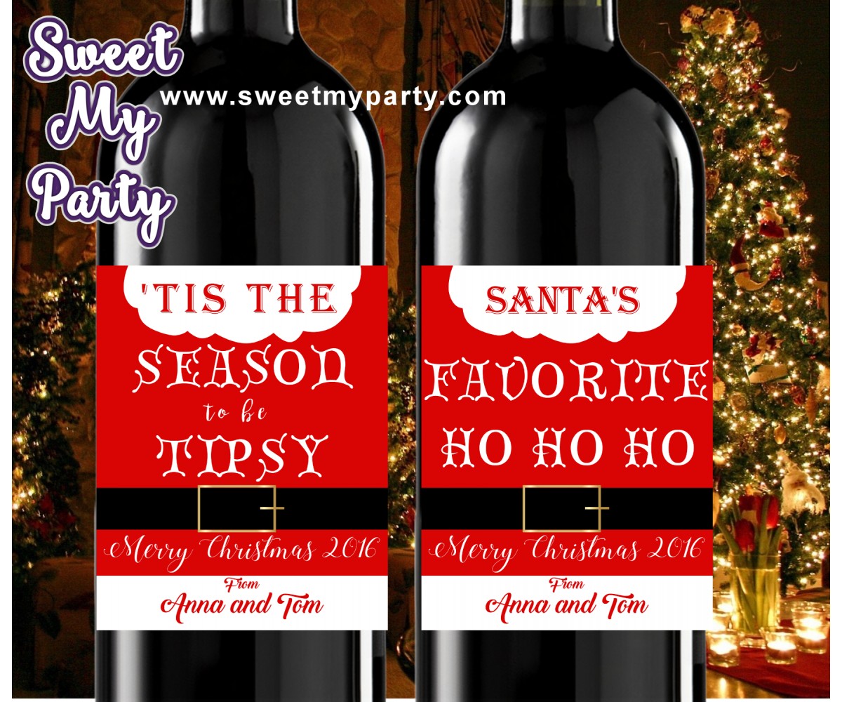 Christmas wine Labels,Mini Wine Labels,Christmas Mini Wine Labels,(set1ch)